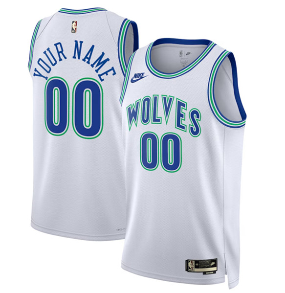 Men%27s Minnesota Timberwolves Active Player Custom White 2023-24 Classic Edition Stitched Jersey->customized nba jersey->Custom Jersey